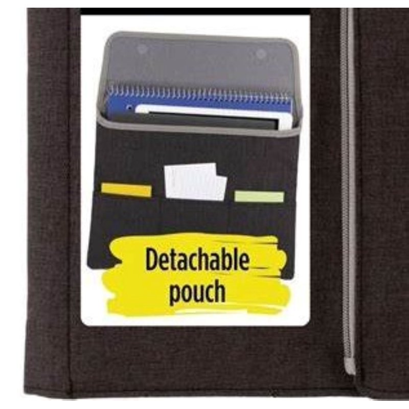 1-Inch Zipper Binder Organizer with 3 Rings, 8 Pockets & 225 Sheet Capacity