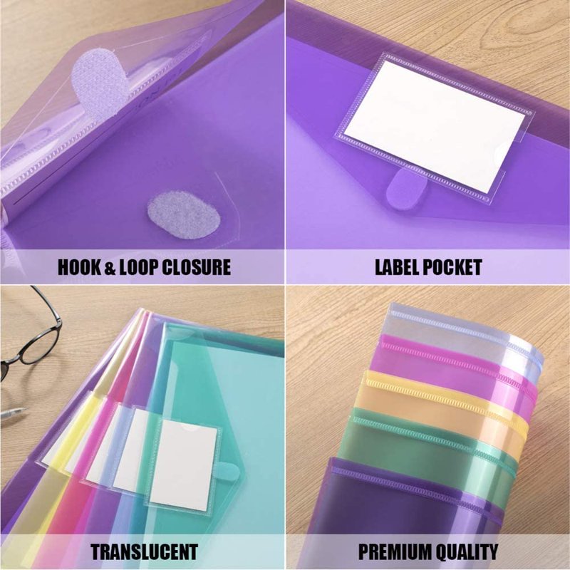 24 Pack Clear Plastic Envelope Folders A4 US Letter Waterproof Document Storage