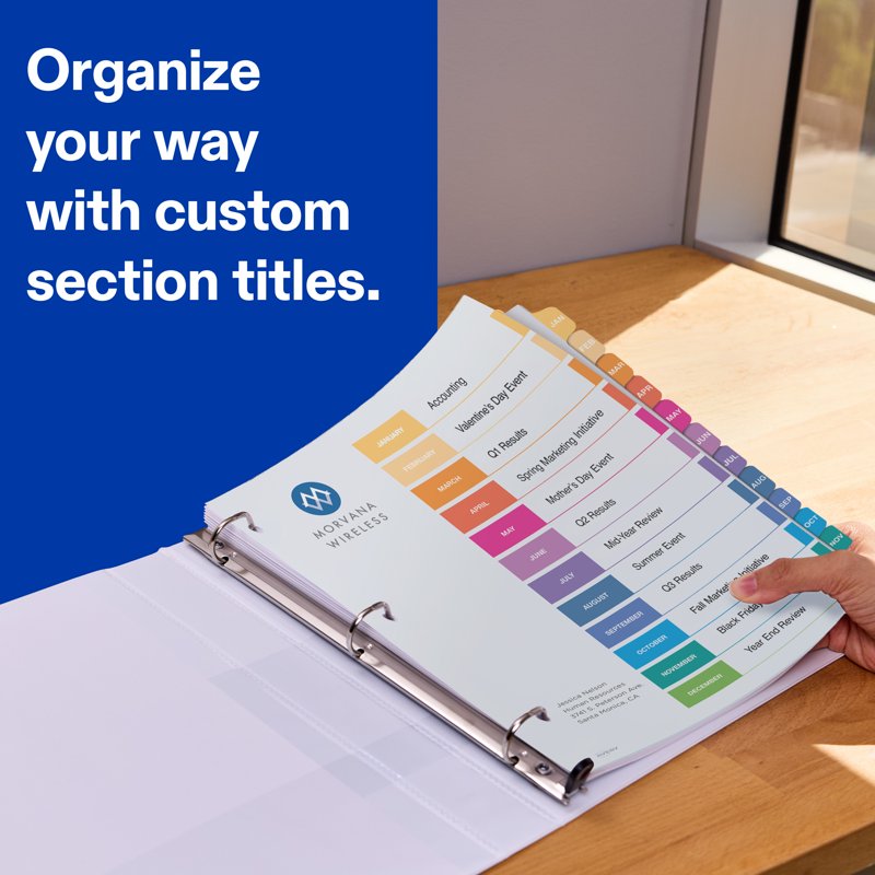 Avery Jan-Dec Binder Dividers with Tabs - Printable Organization Sheets