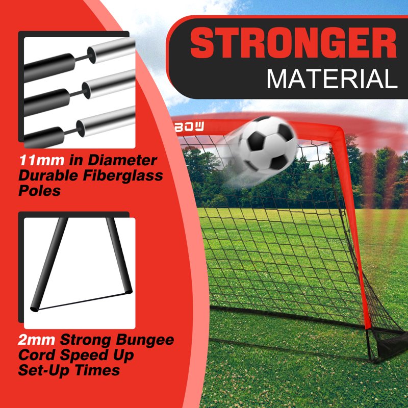RUNBOW 9x5 Ft Portable Soccer Goal for Backyard - Red, 2 Pack with Carry Bag