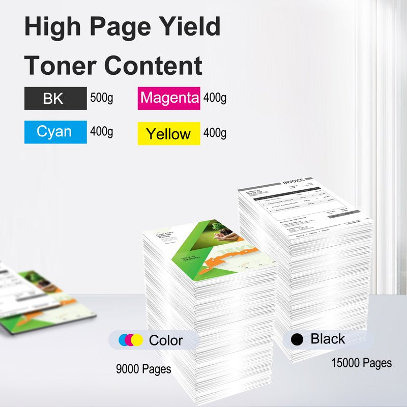 Compatible Toner Cartridge Set for Ricoh IM C2000 C2500 Printers - 4 Pack Black Cyan Magenta Yellow