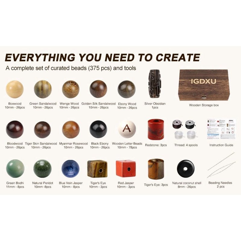 Wooden Beads Bracelet Making Kit for DIY Jewelry - 349 Pieces Natural & Letter Beads