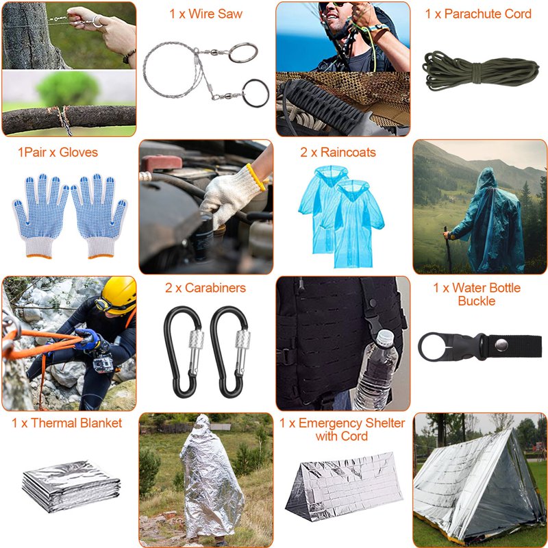 125-Piece Survival First Aid Kit with Camping Gear | Emergency Outdoor Equipment