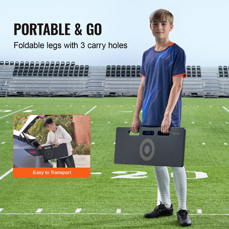 Soccer Rebounder Board 32x12'' Foldable HDPE Training Wall for Passing & Shooting