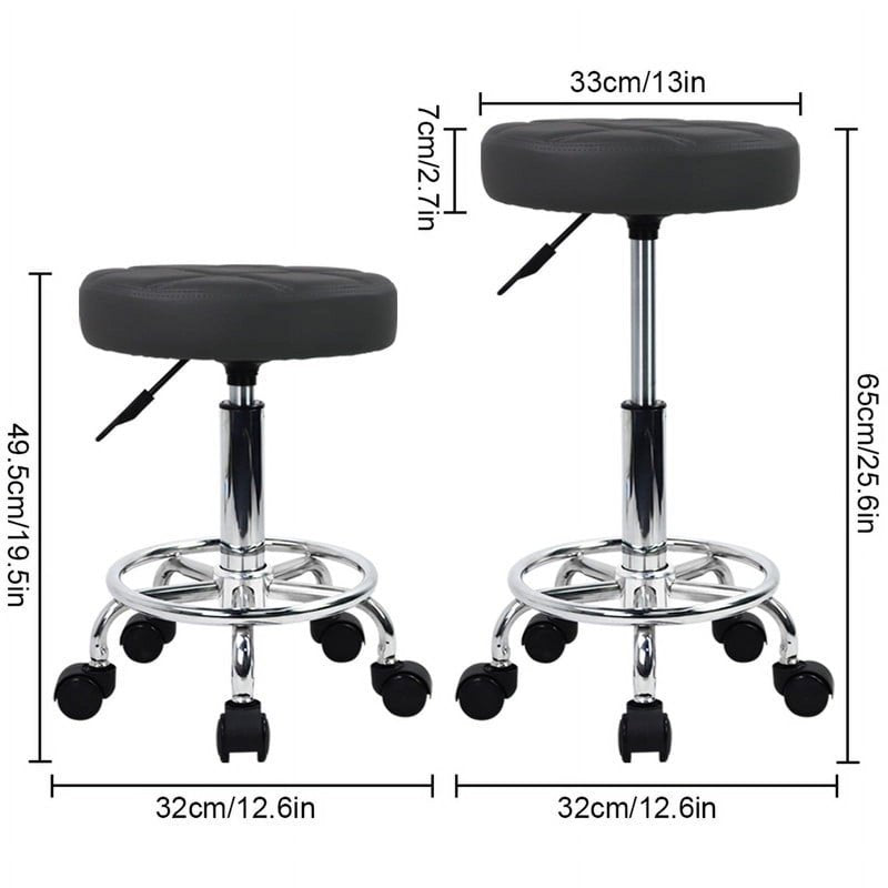 Adjustable Backless Swivel Drafting Chair with Faux Leather Seat and Metal Base
