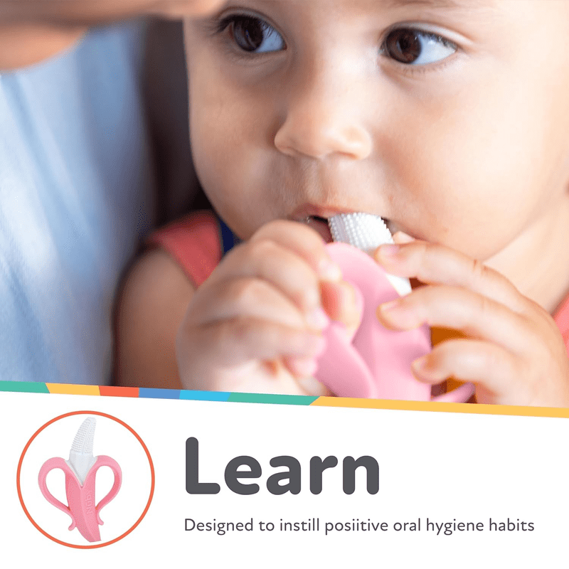 Baby Silicone Banana Toothbrush Set - Gentle Gums & Teething Massager