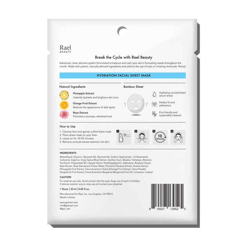 Hydrating Facial Sheet Masks Pack of 4 - Moisturize & Refresh Dry Skin