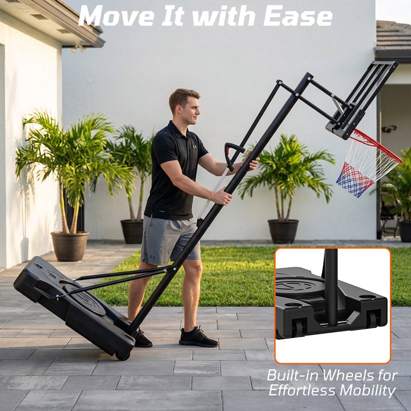 Portable Adjustable Basketball Hoop System with Shatterproof Backboard - Outdoor Indoor 44 Inch
