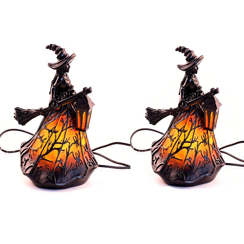 Halloween Witch Table Lamp Spooky Decorative Night Light 2 Pack