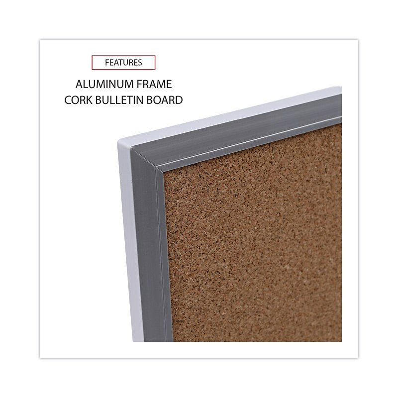 Universal Natural Cork Bulletin Board 36x24 Inches with Satin Aluminum Frame