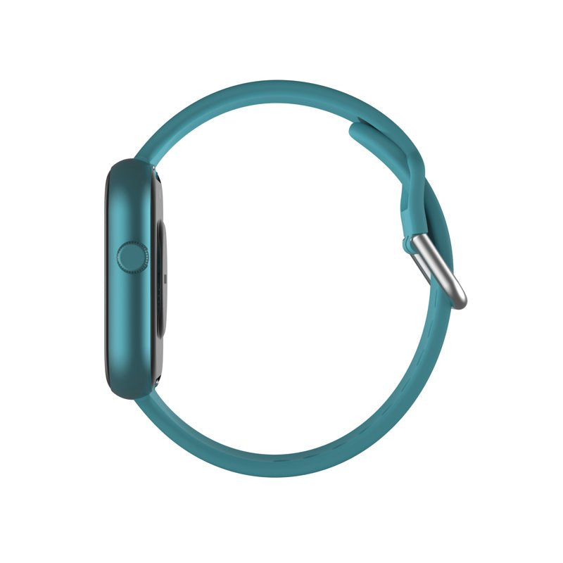 Unisex Rectangular Smart Watch with Interchangeable Silicone Strap - Fitness & Health Tracking