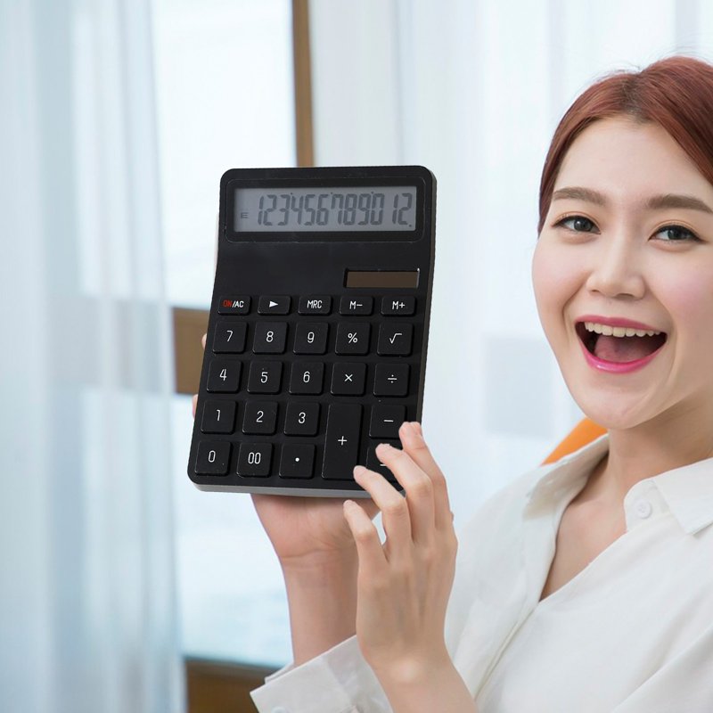 Solar Power Calculator with Battery Backup - Large 12-Digit LCD Office Device