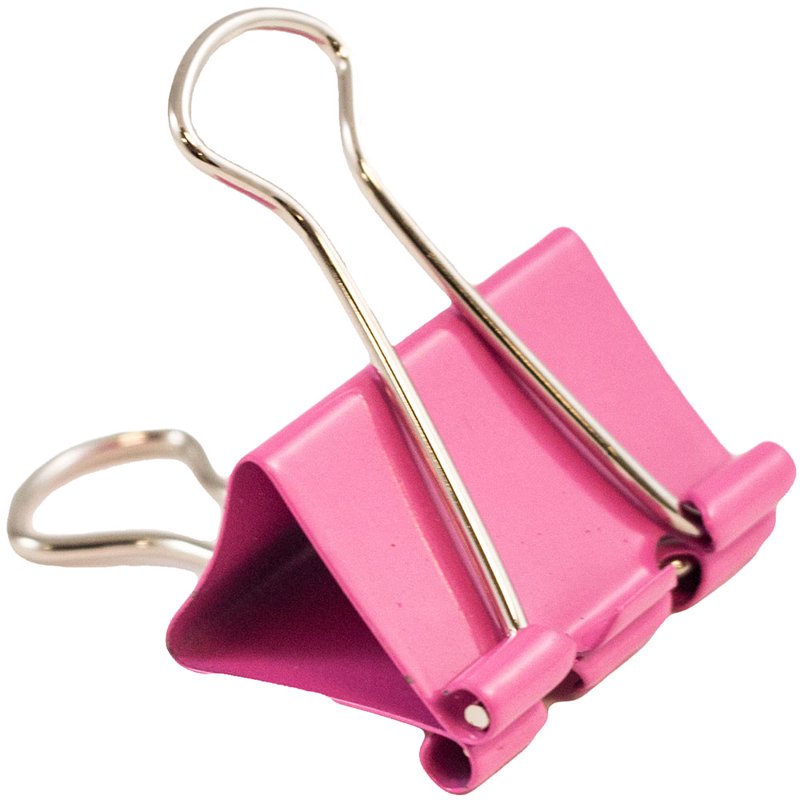 Colorful Binder Clips - Medium 1.25 Inch Pink, 15 Pack Office Organizer