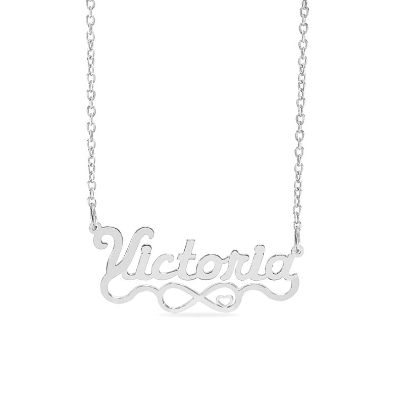 Personalized Script Name Necklace with Infinity & Heart Pendant - Customizable Jewelry for Women