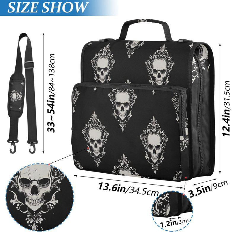 Large Capacity Waterproof Zipper Binder with Shoulder Strap - Holds 500 Sheets