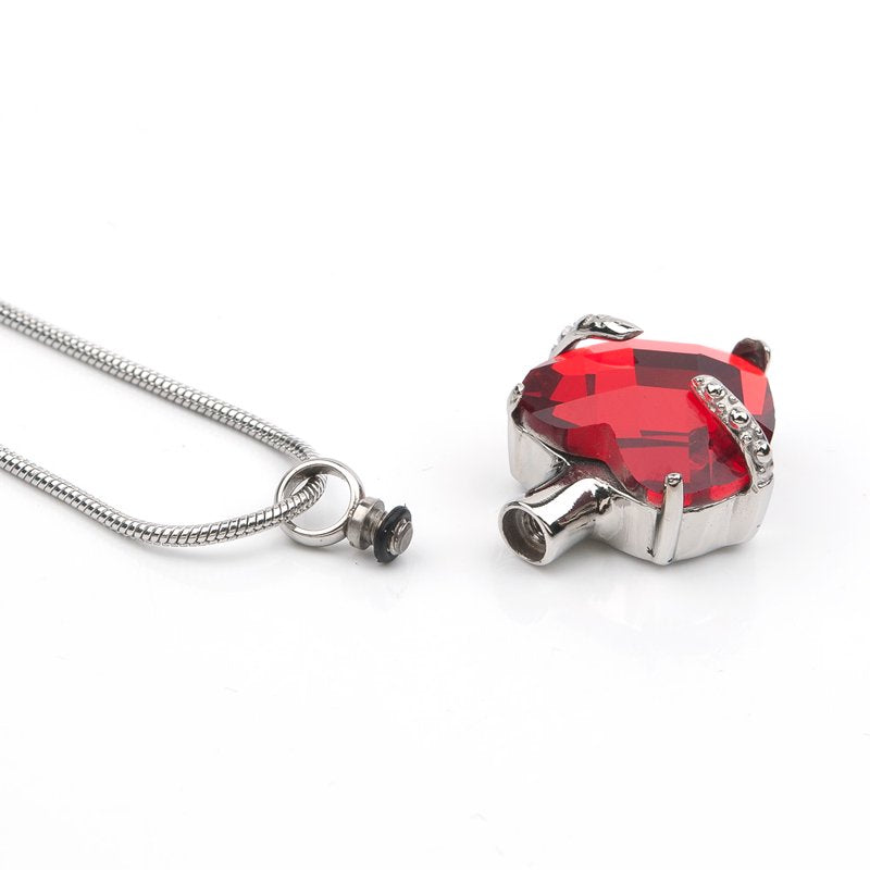 Cremation Urn Necklace for Ashes Heart Memorial Jewelry with Birthstone & Free Funnel Kit