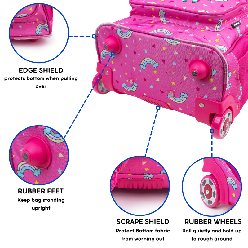 Kids Sparkle 15-Inch Rolling Backpack for School & Travel - Unicorn & More