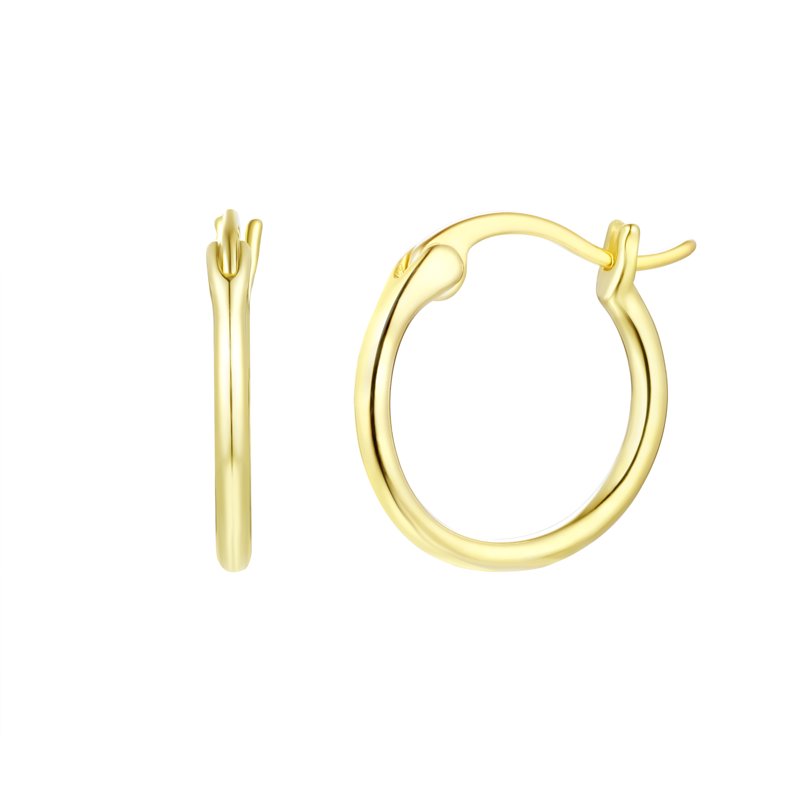 Simulated Diamond Earring Set with Click Top Hoop in 14K Gold Plated Silver