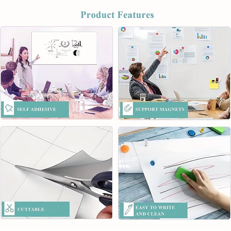 Magnetic Dry Erase Whiteboard Film 16x32 Inches Self-Adhesive Wall Sticker