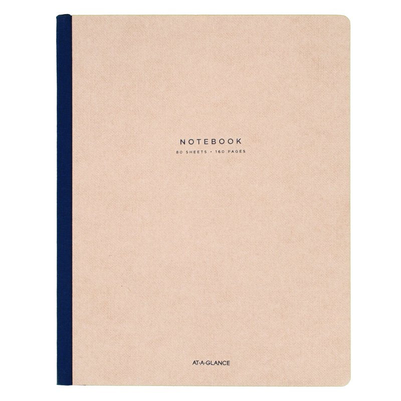 Ruled Casebound Notebook for Business & School - 80 Sheets, 8.25x11, Tan/Blue