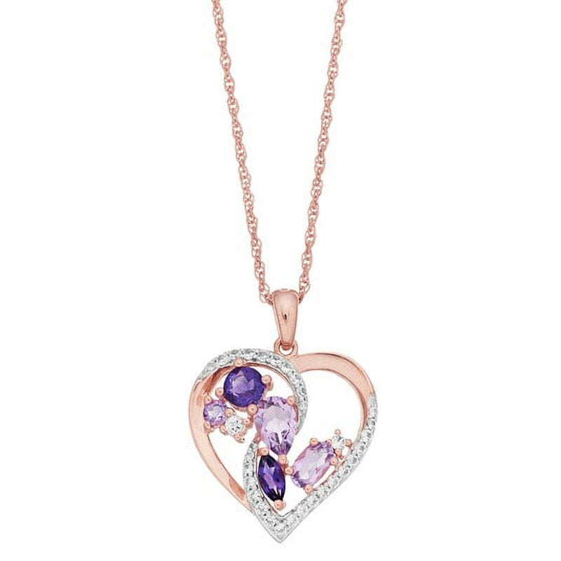Sterling Silver Gold-Plated Amethyst & White Sapphire Pendant Necklace 18" Chain