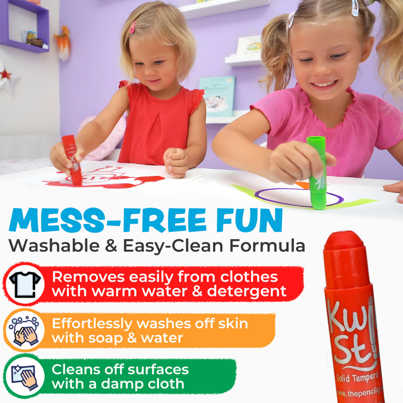 Metallic Kids Paint Sticks - Washable, Quick-Drying Art Supplies, 6 Colors