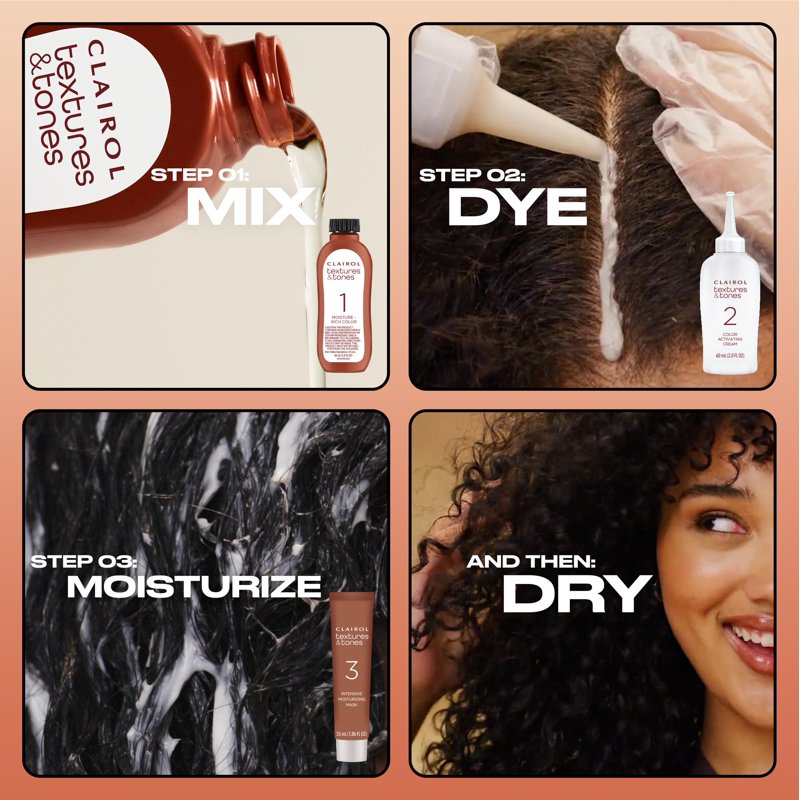 Ammonia-Free Permanent Hair Dye - Natural Black, Multiple Shades & Sizes