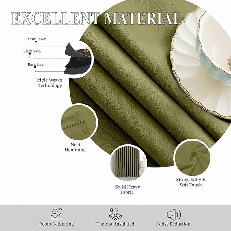 Blackout Pinch Pleat Curtains with Thermal Insulation, Room Darkening Drapes for Bedroom and Living Room