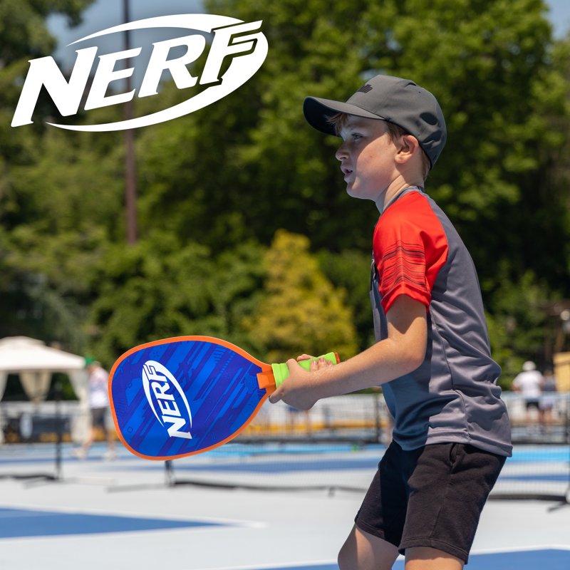 NERF 2 Player Pickleball Paddle Set - Blue Variation, 2 Paddles + 2 Balls