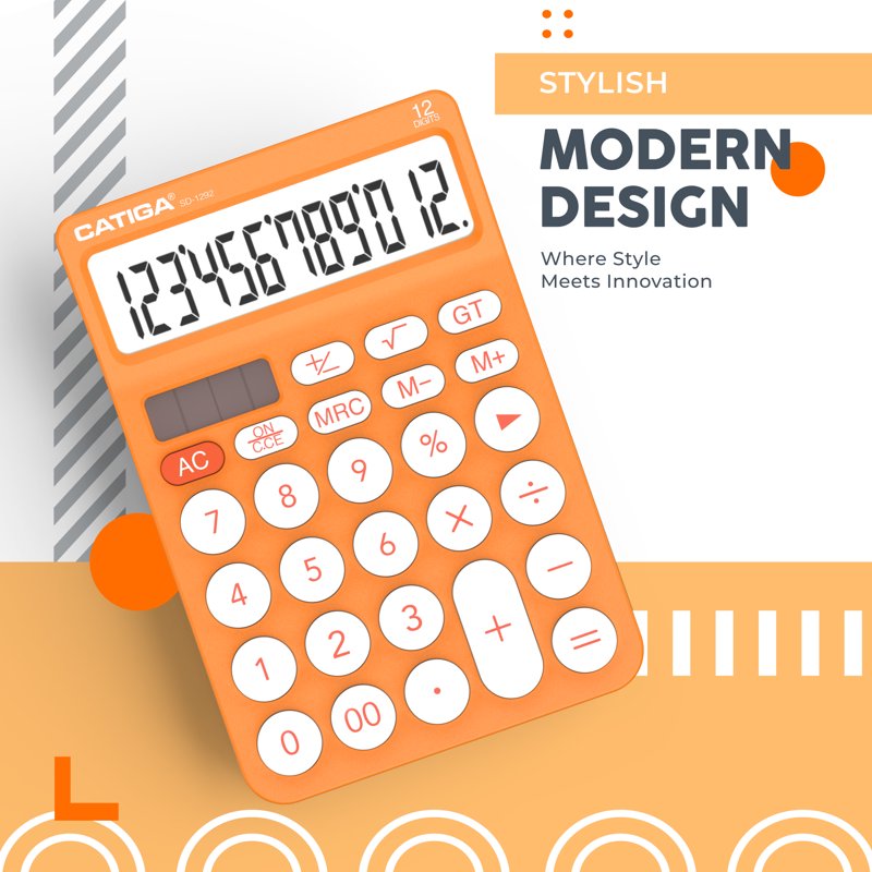 12 Digit Desktop Calculator with Large LCD Display & Big Buttons for Office Home School