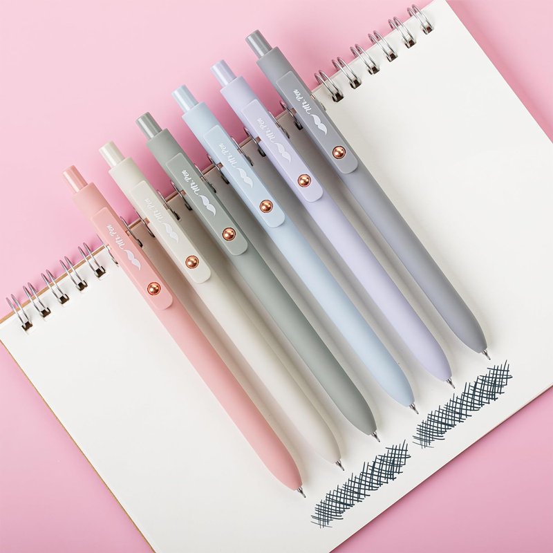 Retractable Gel Pens Set - 6 Morandi Barrel Colors, Smooth Black Ink