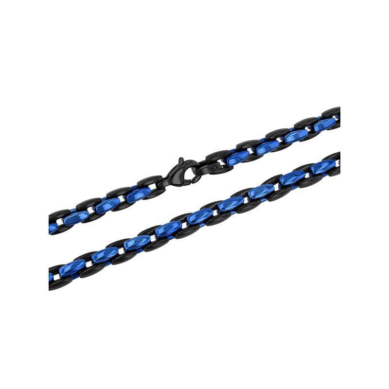 Men's Two-Tone Stainless Steel H-Link Chain Necklace 24 Inches - Modern Jewelry