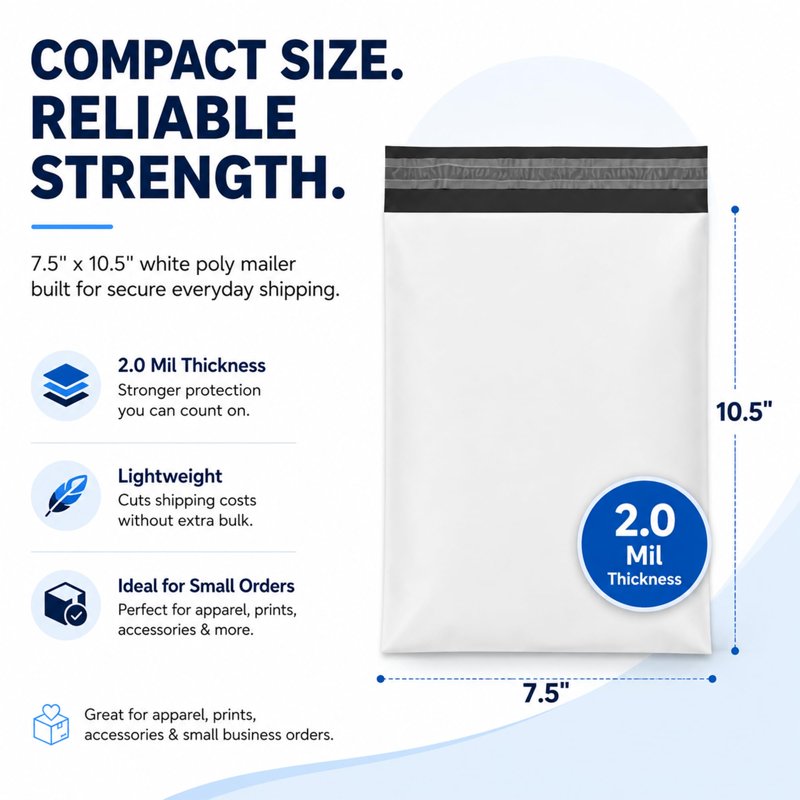 Poly Mailers 7.5x10.5in 100 Pack Waterproof Shipping Bags for Clothes & Books