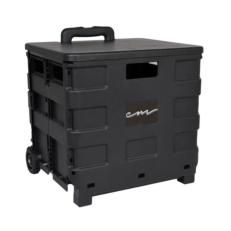 Collapsible Rolling Craft Cart with Lid - Black, Portable Storage Organizer