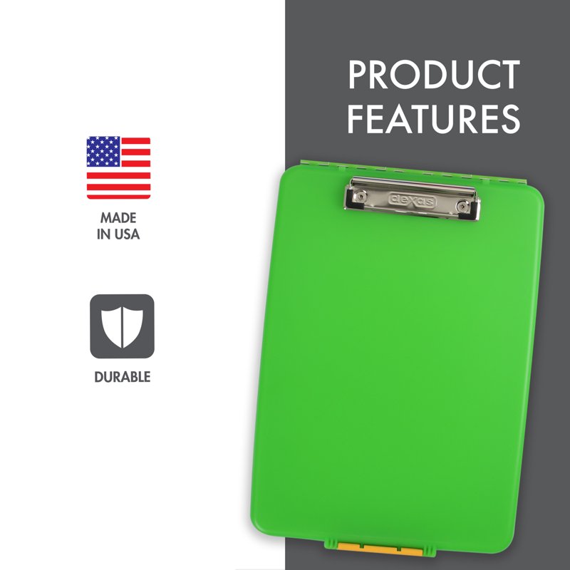Storage Clipboard with Secure Locking Compartment - 9.5 x 13.5 Inches, Green & Black Options
