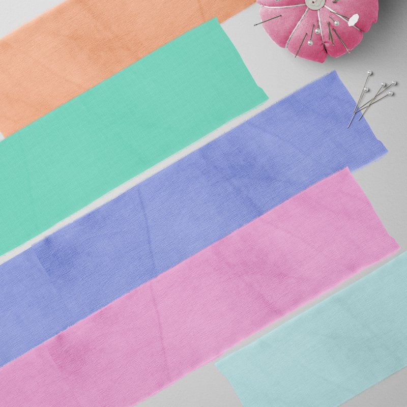 Pastel Solid Cotton Fabric Strips - 2.5 x 42 Inches, 60 Pieces for Quilting & Crafts