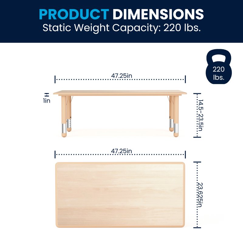 Kids Adjustable Activity Table for Learning and Play - Natural Finish