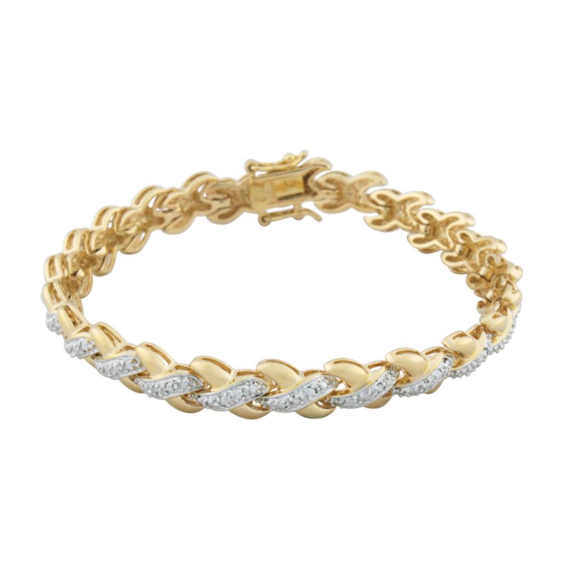 Diamond Accent 3-Piece Gold Plated Stacking Bracelet Set for Women