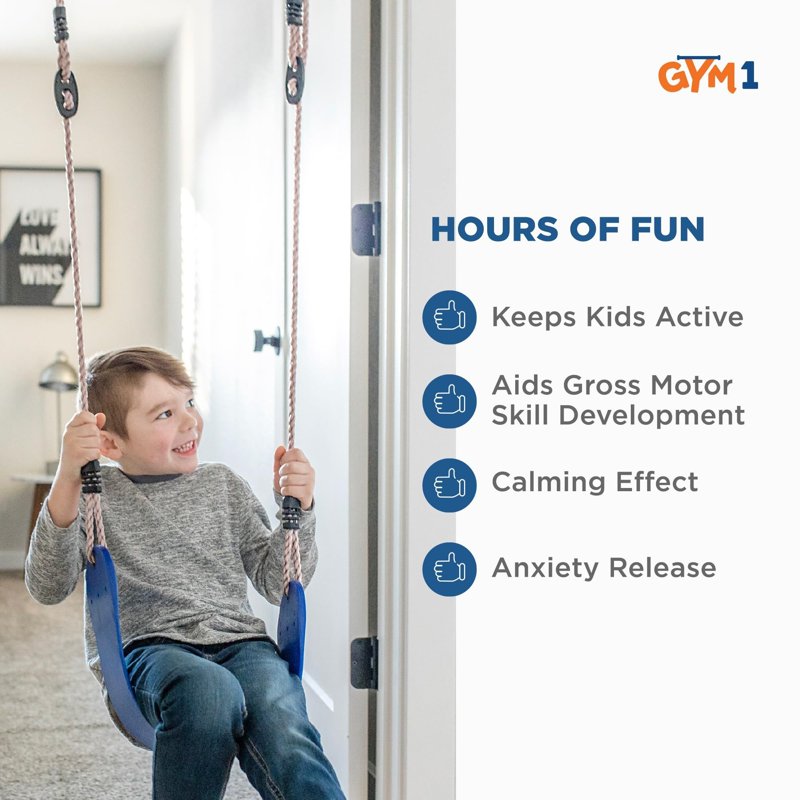 Gym 1 Deluxe Doorway Swing Set – Indoor Pull-Up Bar & Swing (Blue) – Variation: Blue Doorway Swing