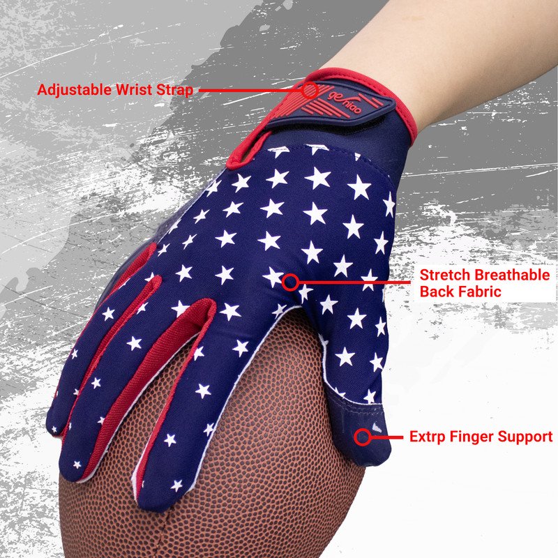 Football Gloves for Youth & Adults with Sticky Grip Palms - Flag & Receiver Gloves