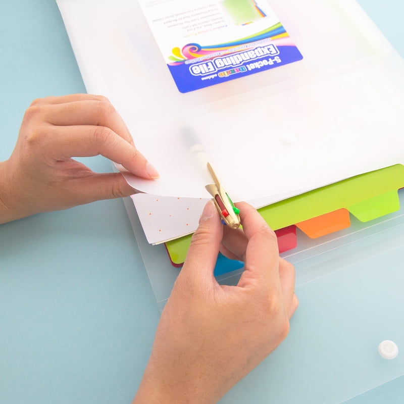 BAZIC 5-Pocket Poly Expanding File, Letter Size - 12-Pack