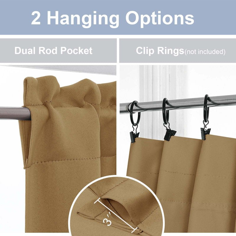 Blackout Curtains 30x30 Inches, Rod Pocket Kitchen & Small Window Tiers, 2 Pack