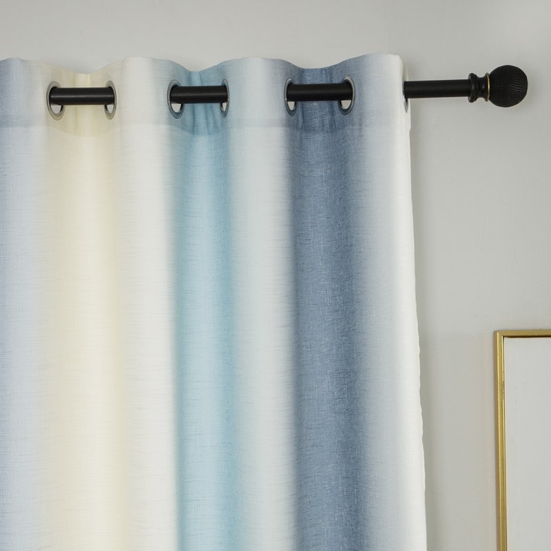 Gradient Color Faux Linen Curtain Panels with Grommets - Thermal Insulated Darkening Drapes for Living Room & Bedroom