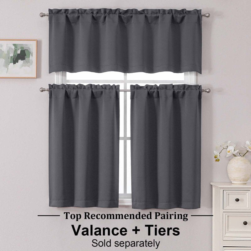 Blackout Curtain Panels with Rod Pocket for Small Windows - 2 Pack