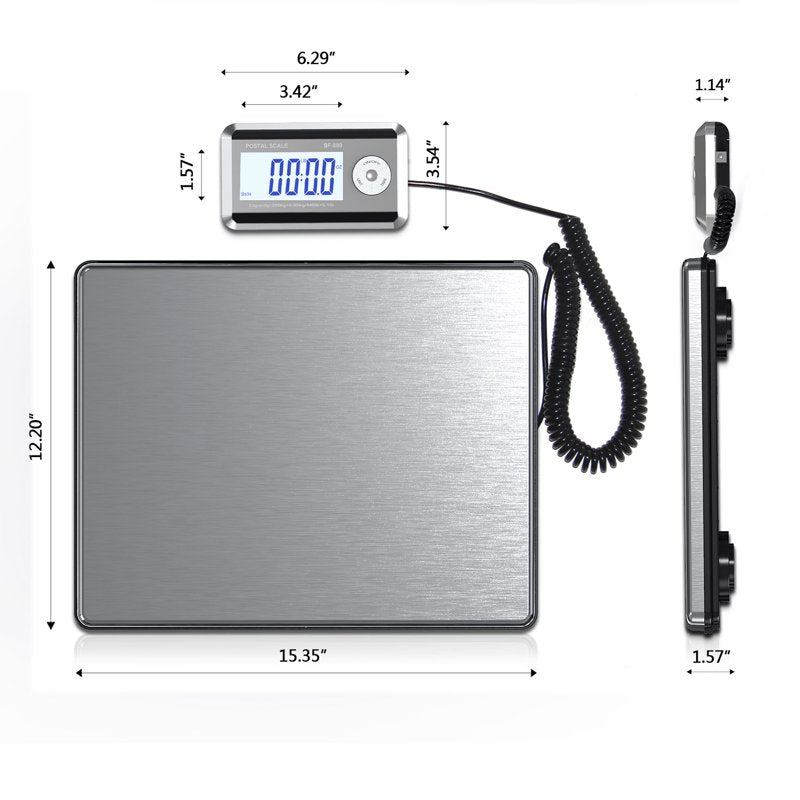 Digital Postal Scale 440lbs Capacity Compact Shipping Weighing Platform