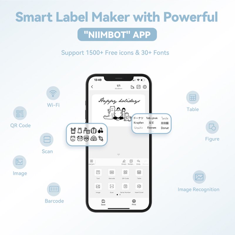 Bluetooth Label Maker 2 Inch Portable Printer for Office & Home Use