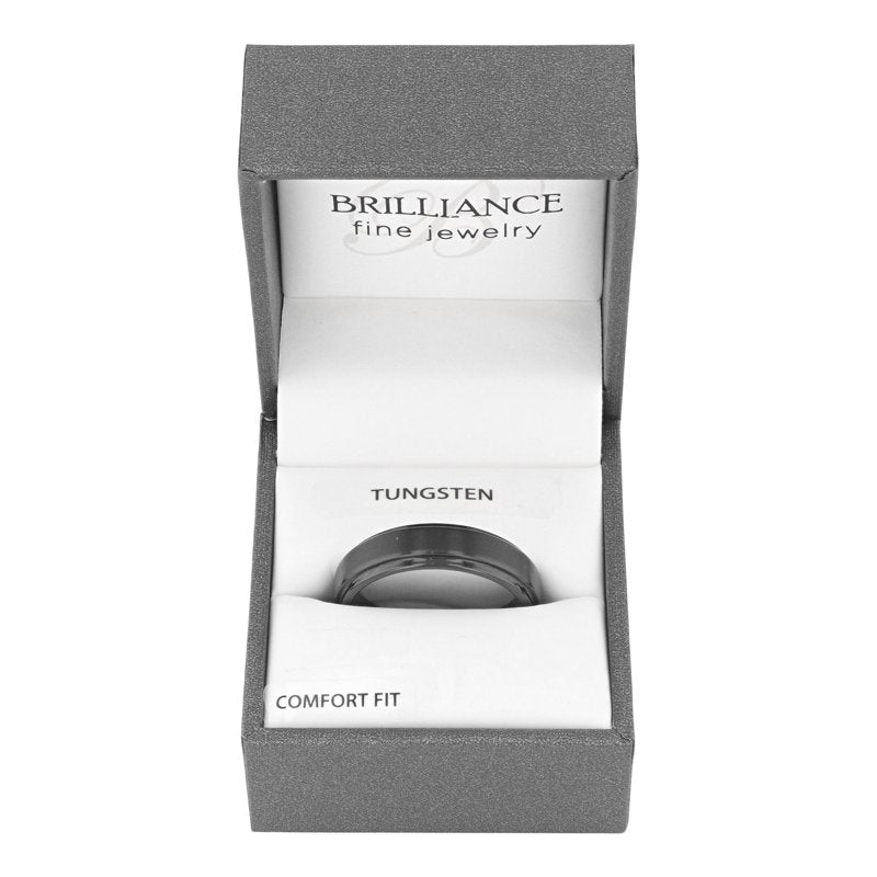 Men's Tungsten 6mm Satin & High-Polish Grooved Wedding Band - Durable Men’s Ring