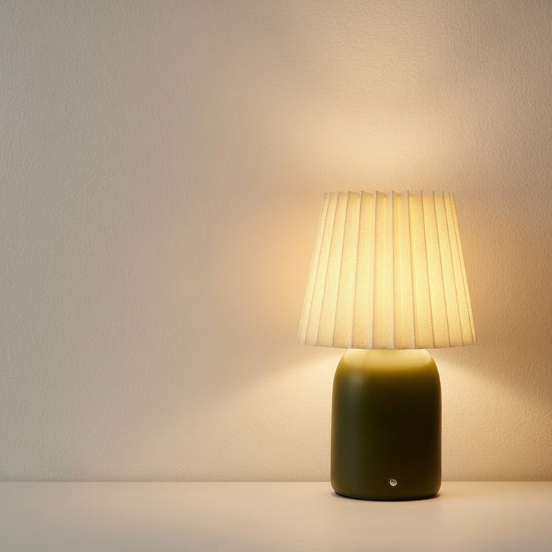 Rechargeable LED Portable Table Lamp with Dimmable Touch Sensor - Green, White Shade