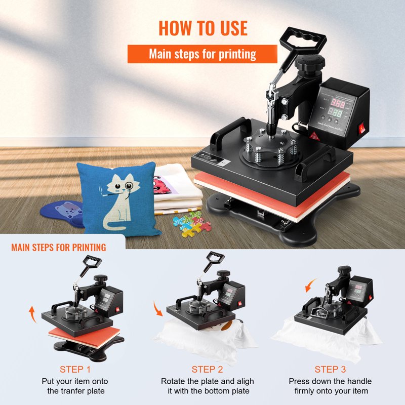 12x10 Inch Heat Press Machine for Sublimation T-Shirts & Crafts - Dual Digital Control