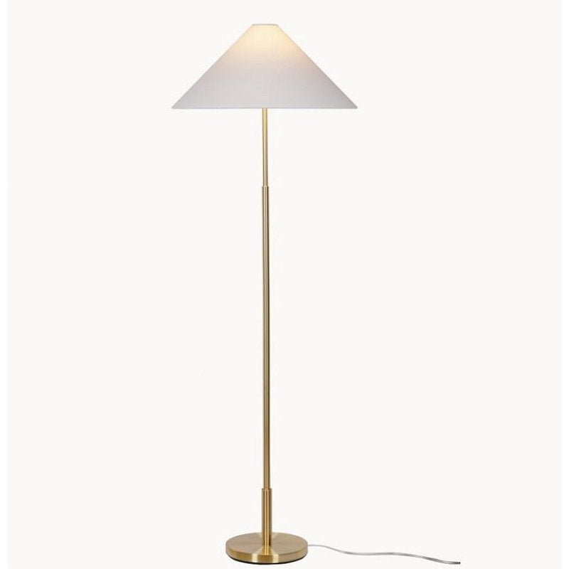 64-Inch Floor Lamp with White Fabric Empire Shade and Gold Finish